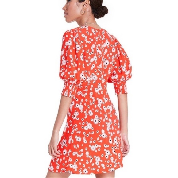 RIXO x Target Red Ditzy Daisy Floral Puff Sleeve Mini Dress, Size 2 - Picture 3 of 12